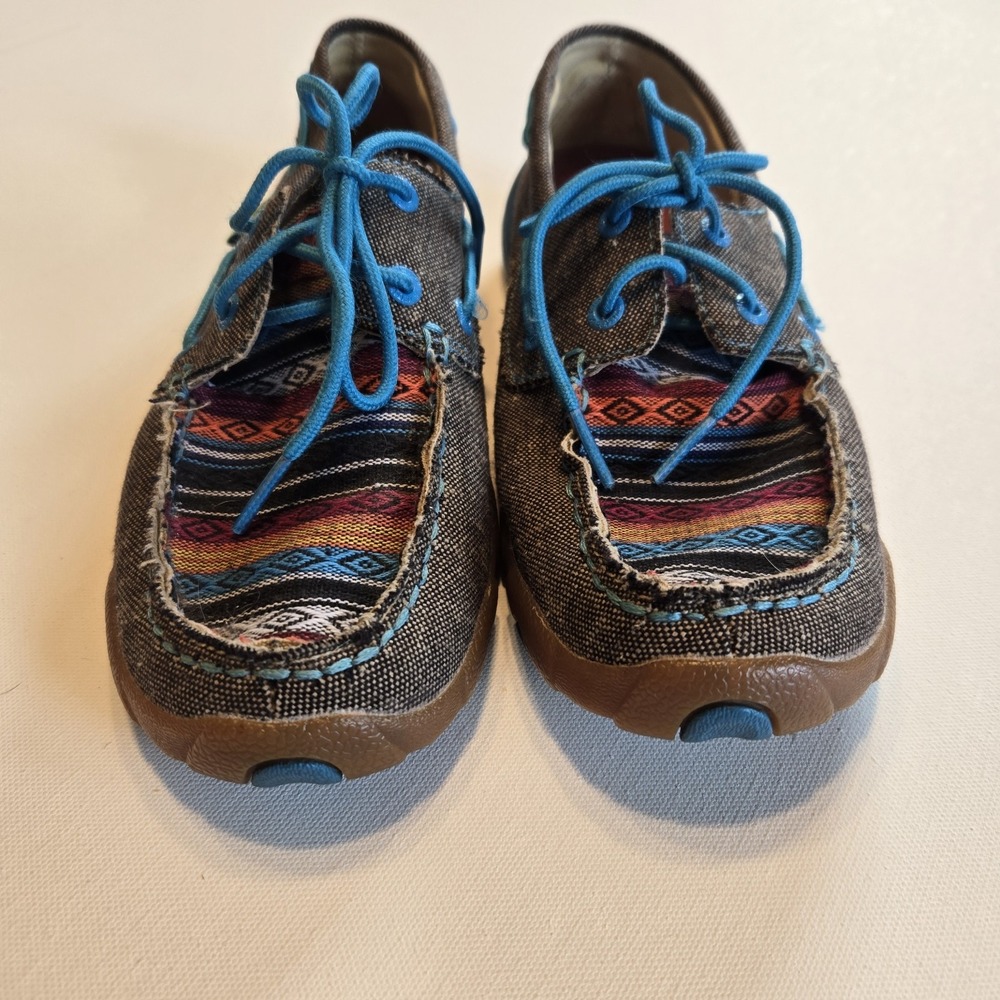 eco TWX Twisted Aztec Print Tie Boat Shoes Womens Size 7 1/2‎